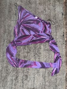 H&amp;M Purple Abstract Print One-Shoulder Cropped Tie