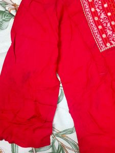 Red Embroidered Kurta Set