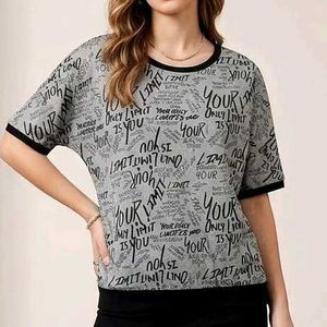 Graphic Print Round Neck Top