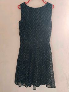 UNIQLO Polka Dot Chiffon Fit &amp; Flare Mini Dress 🖤