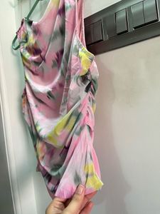 Pink Tie-Dye Ruched Tank Top