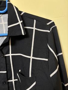 Black &amp; White Plaid Button-Up Shirt