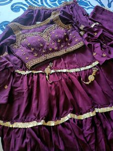 Wine colour tranding lehenga