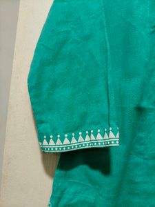 Teal Kurta with Mirror Work