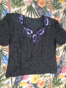 Vintage Black Embellished Top