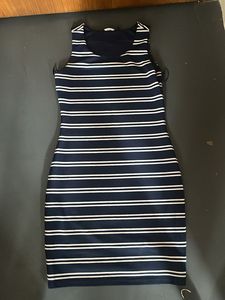VANHEUSEN Navy & White Striped Sleeveless Dress