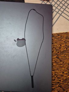 Silver &amp; Black Tone Bar Pendant DogTag