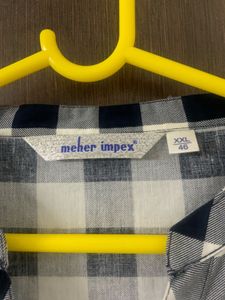 Plus Size Checked Cotton Tunic Top