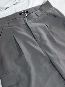 Stylish Grey Cargo Wide-Leg Pants