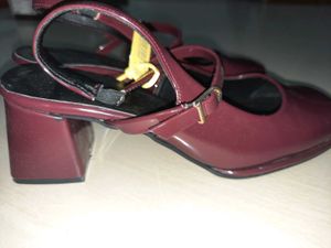 Chic Maroon Patent Block Heels