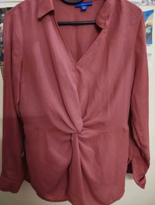Chic Mauve Twist Front Blouse