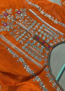Designer Orange Kurta Set with Silver Embroidery