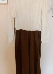 Maxi Cream N Brown Colour with seperate Jacket