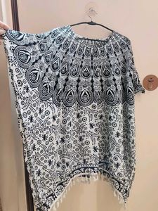 Boho Black &amp; White Print Tunic kaftan