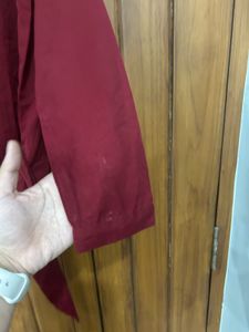 Maroon Tie-Front Satin Top