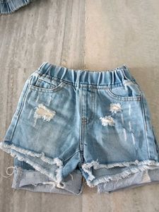 2 unisex Distressed Denim Shorts