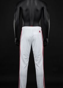 Adidas White Track Pants with Red Stripes
