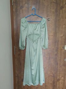 Sage Green Satin Midi Dress