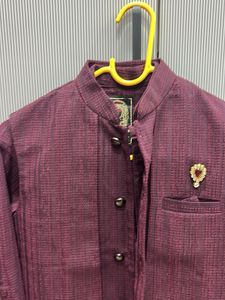 14 years Boy’s Maroon Kurta Set with Jacket