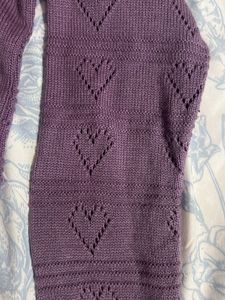 Lilac Heart Pattern Knit Sweater