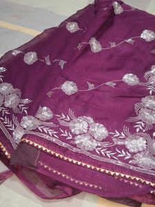 Elegant Purple Embroidered saree