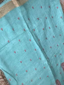 Sea green Embroidered Saree