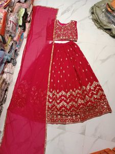 Stunning Red Embroidered Lehenga Choli