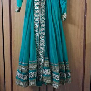 Teal Embroidered Anarkali