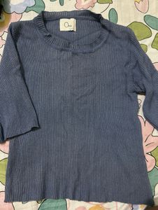 Ribbed Blue Top
