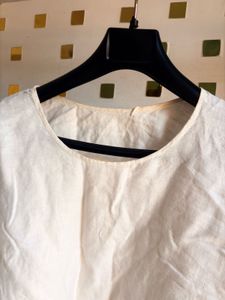 Cream Linen Long Sleeve Top