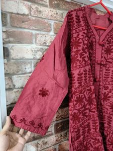 Beautiful Embroidered Lucknowi Maroon Kurti