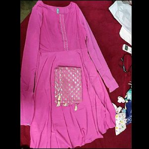 Pink Kurti With Dupatta From Myntra