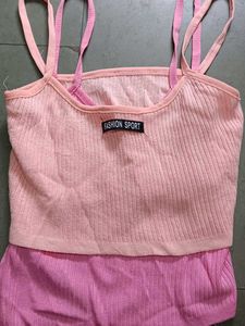 Cute Pink Ribbed Tank Top