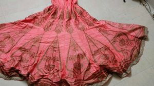 Pink Lehenga Choli with Brown Print