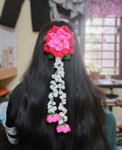 Handmade Crochet Flower Gajra Hair Accessory