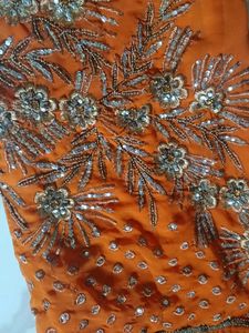 Orange Embroidered Saree