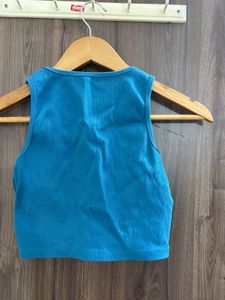 Ribbed Blue Tank Top