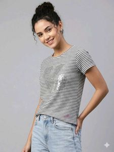 Chic Checked Sequin Top