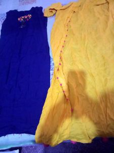 Two Ethnic Kurtas - Blue &amp; Yellow