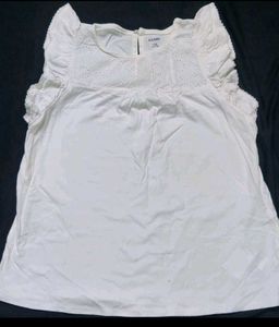 White eyelet detail top