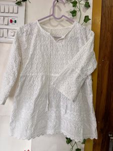 White Embroidered Tunic Top
