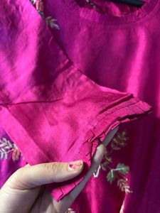 Embroidered Magenta Kurta set