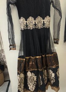Elegant Black Embroidered Kurta Churidar