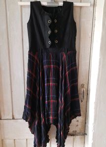Unique Plaid & Black Dress