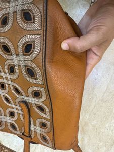 fossil Leather Cutout Handbag(has flaws)