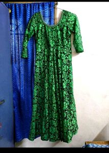Vibrant Green Floral Anarkali Gown