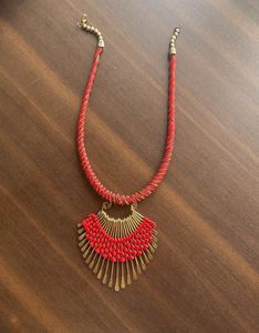 Unique Red &amp; Gold Statement Necklace