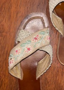 Embroidered Flat Sandals