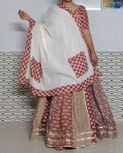 Maroon &amp; Beige khadi Navratri Choli Set