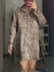 Leopard Print Shirt Dress